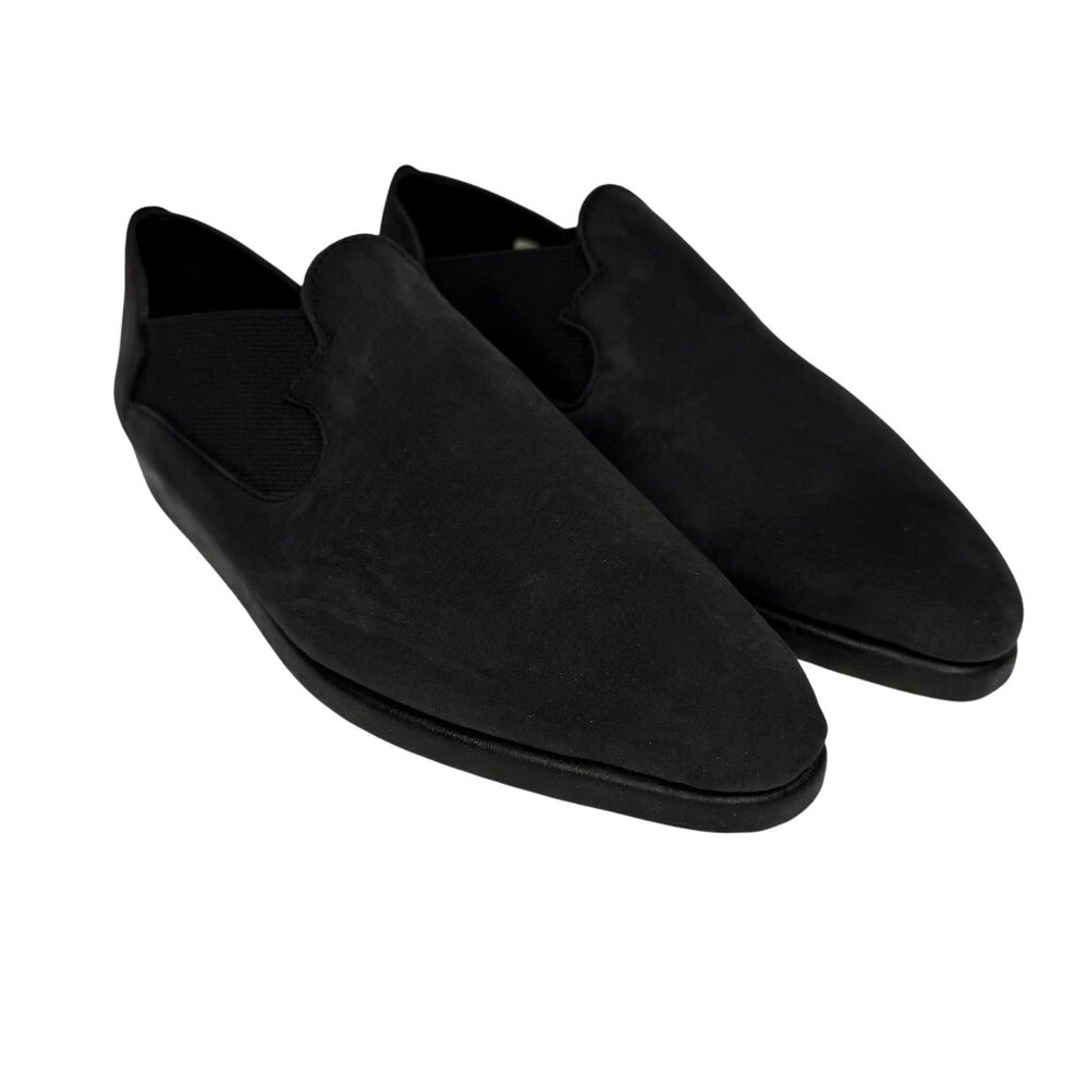 Vintage Mixed Blues Women Size 8 Black Nubuck Slip-On Loafers Comfortable Narrow